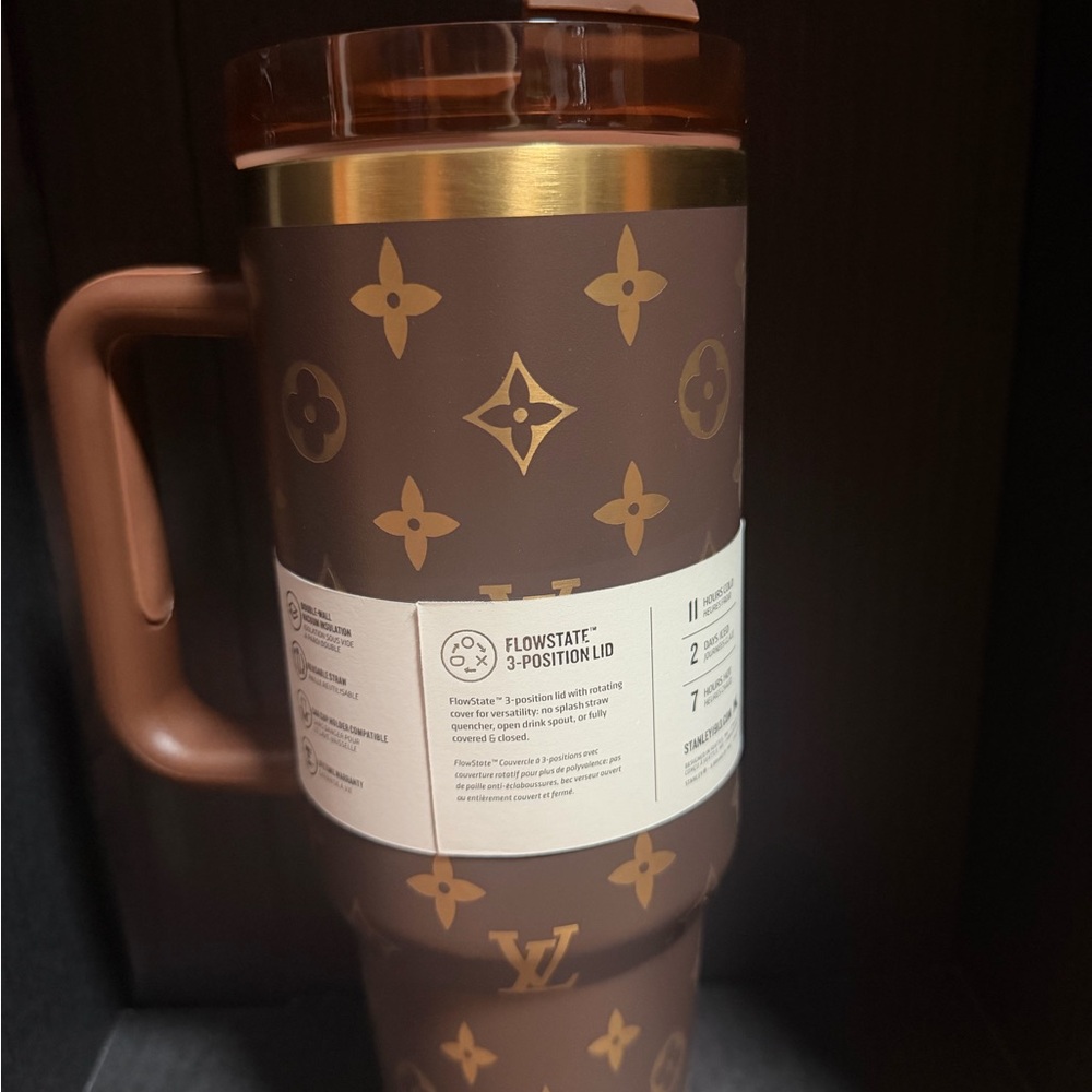 Stanley Brown and Gold Monogram Travel Mug